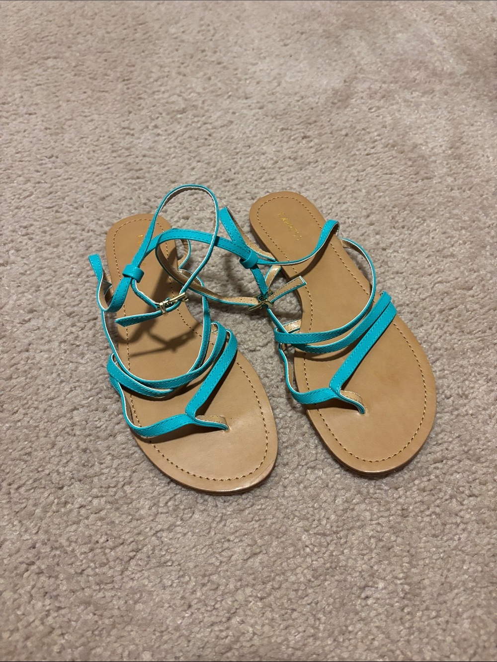 Express Turquoise Strappy Flat Sandals for Women